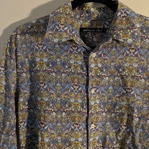 Ornate bird print button down